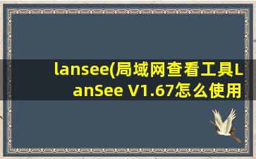 lansee(局域网查看工具LanSee V1.67怎么使用呀)